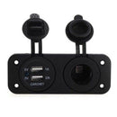 12V Dual USB Outlet Car ATV Charger Cigarette Lighter Socket Voltmeter Panel
