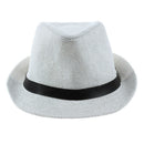 Hat Boys Fedoras Trilby Cap Straw Beach Sunhat with Belt White J9I2