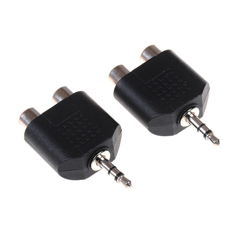 2Pcs 3.5mm to dual 2 RCA female male jack audio adapter conver.ES