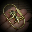1pc Mini Portable Retro Brass Bull Statue Keychain Ornament Sculpture Ornam TEUS