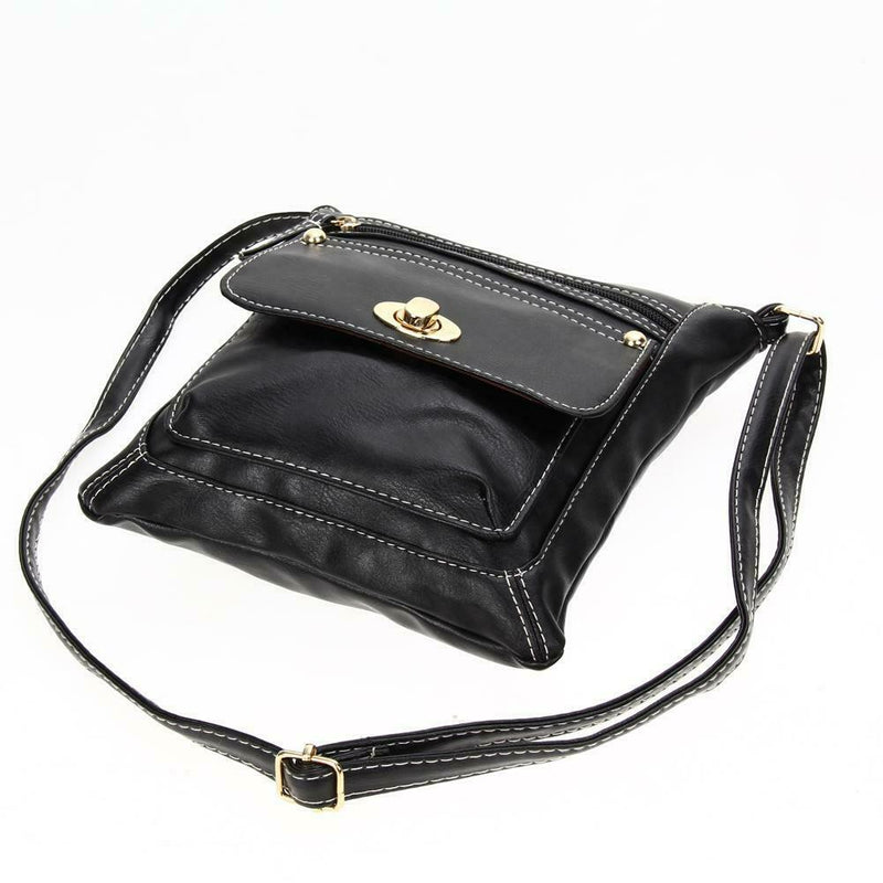 Fashion Women Shoulder Bag Satchel Crossbody Bags PU Sling Handbag (Black)