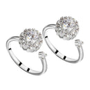 2-Pack Adjustable Rotating Ring  Open Flower Zircon Rings Party