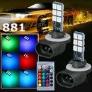 2x 16 Colors 881 5050 RGB LED 12SMD Car Headlight Fog Light Lamps Bulb + Remote