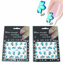 2X Sheets Blue Flower Nail Stickers DIY Beauty Pattern Art for Women Girls OEB