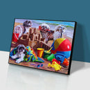 5D DIY Full Round Diamond Painting Beach Dogs Cross Stitch for Home Decor