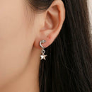 Fashion Stars Moon Dangle Rhinestone Earrings Women Jewelry Shiny Ear Drop