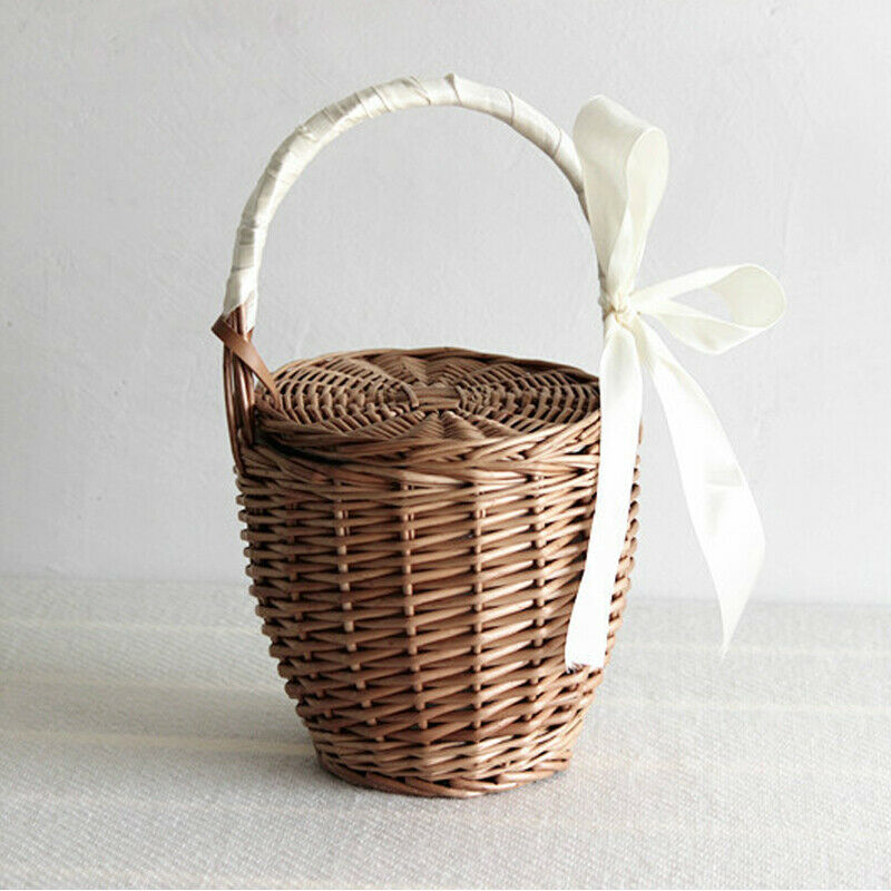 Fashion Summer New Women Beach Basket Straw Hand Bag Cover Handbag Wicker H M1L8