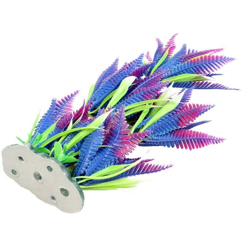Decoration Plastic Simulated Sea Plants Flora for Aquarium Fish Tank purple W5U2