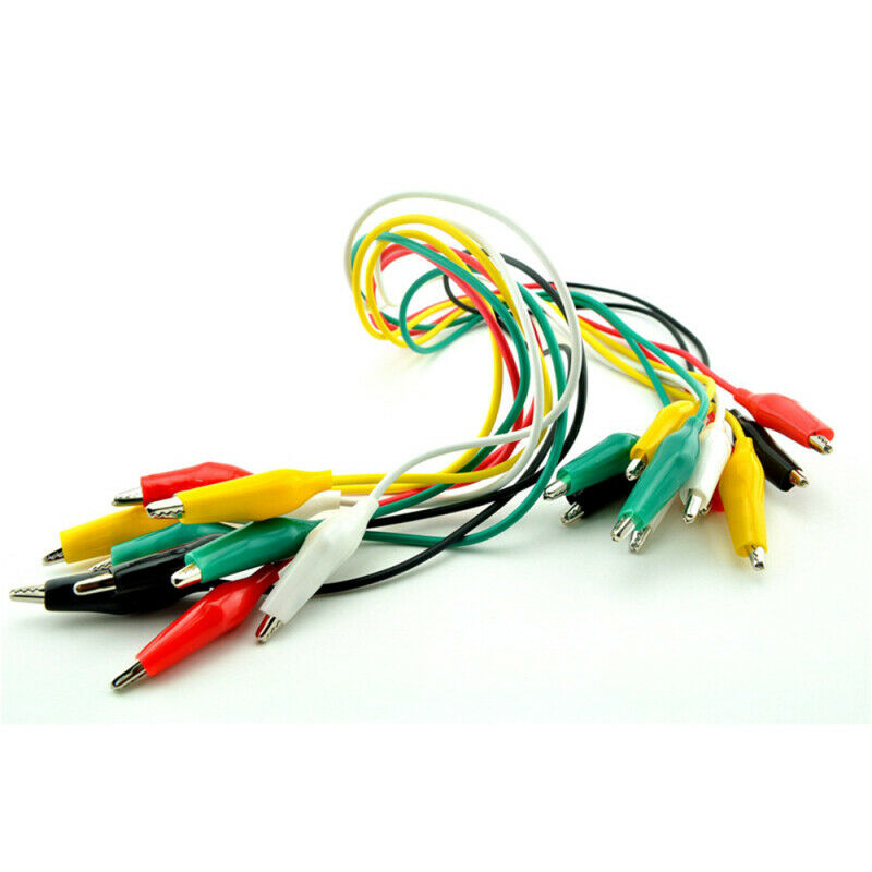 20pcs Alligator Crocodile Clip Test Lead 5 Coloured Cable Wire Double End Jumper