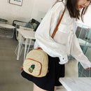 Pineapple Print Small Travel Backpacks Women Straw Shoulder Crossbody Bags