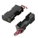 2 Pcs Black Plastic Storage Case Box Holder Wired For 2 x AA Batteries LJ