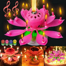 Musical Charming Lotus Flower Rotating Happy Birthday Party Gift Lights Candle J