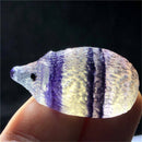 Hot Crystal Carved Rainbow Fluorite Hedgehog Natural Quartz Polish Healing Stone