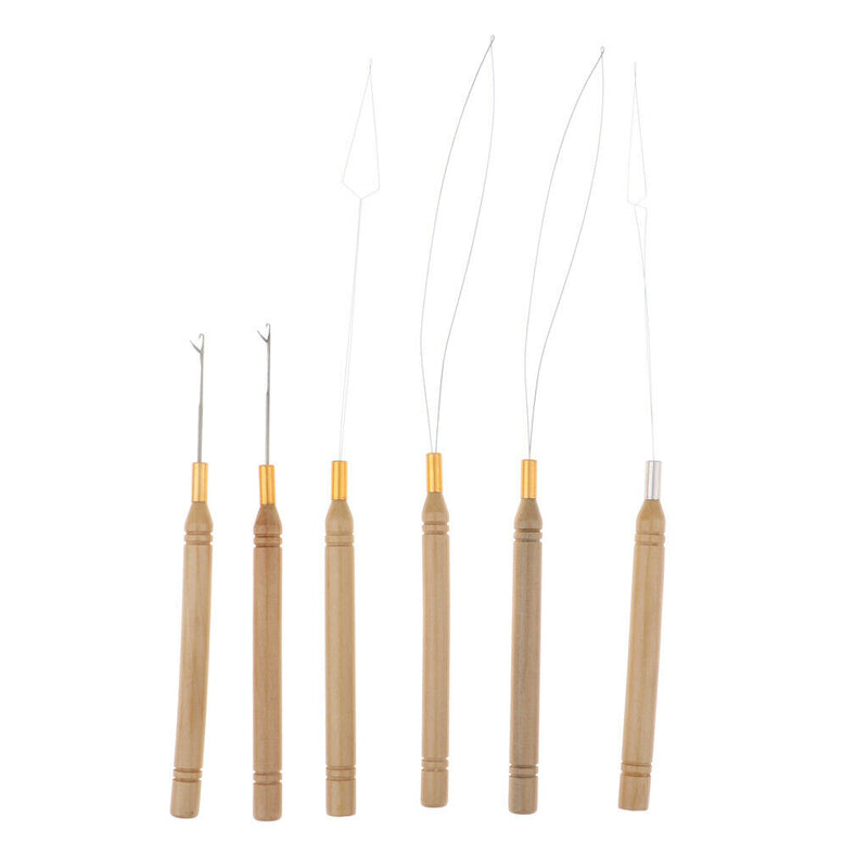 6Pcs Hair Extensions Loop, Micro Rings Links Beads  Threader Wire Hook