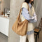 Plush Women Shoulder Messenger Bag Solid Big Capacity Shoulder Tote (Khaki)