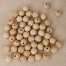100pcs Unpainted Wood Beads Mixed Round Ball Spacer Handcraft Loose Beads Craft