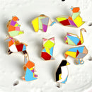 9PCS/Set Enamel Cartoon Animal Brooch Pin Shirt Collar Pin Gift Women Jewelry M&