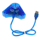 For PlayStation PS2 PSX To PC USB Dual Controller Converter Adapter Cable - Blue
