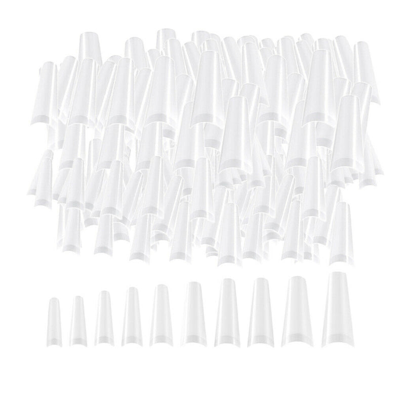 False Nails Half French Nail Tips Home DIY Nail Salon Tools 10 Sizes Natural