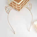 Cat Ears Tiara Headband for Women Hair Rhinestone Princess Hollow Hairband  N4O5