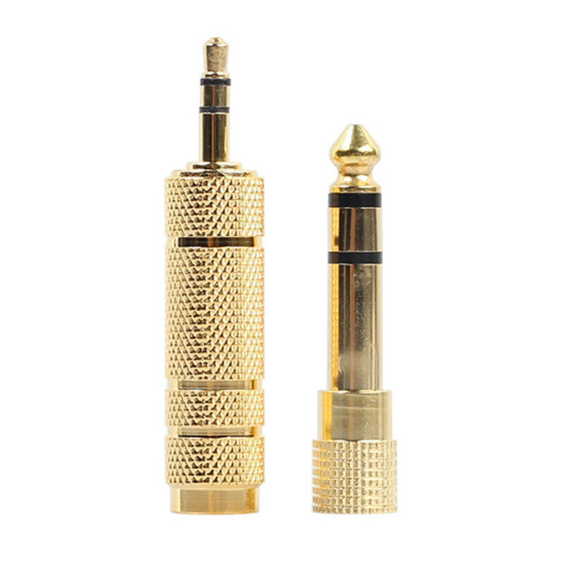 2x 6.35mm 1/4 inch Male plug to 3.5mm 1/8 inch Female Jack Stereo Headphone J6V9