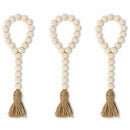 Wood Bead Garland With Tassels Farmhouse Beads 3Pcs Rustic Country Decor Pr