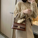 Classic Women Handbag Leather Retro Shoulder Bag Shopping Tote (Dark Brown) A