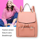 Leather Women Casual School Bags Shoulder Handbag Travel Backpacks (Pink)
