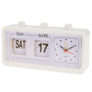 High Quality Flip Alarm Clock Desktop Beside Clock with Calendar -White