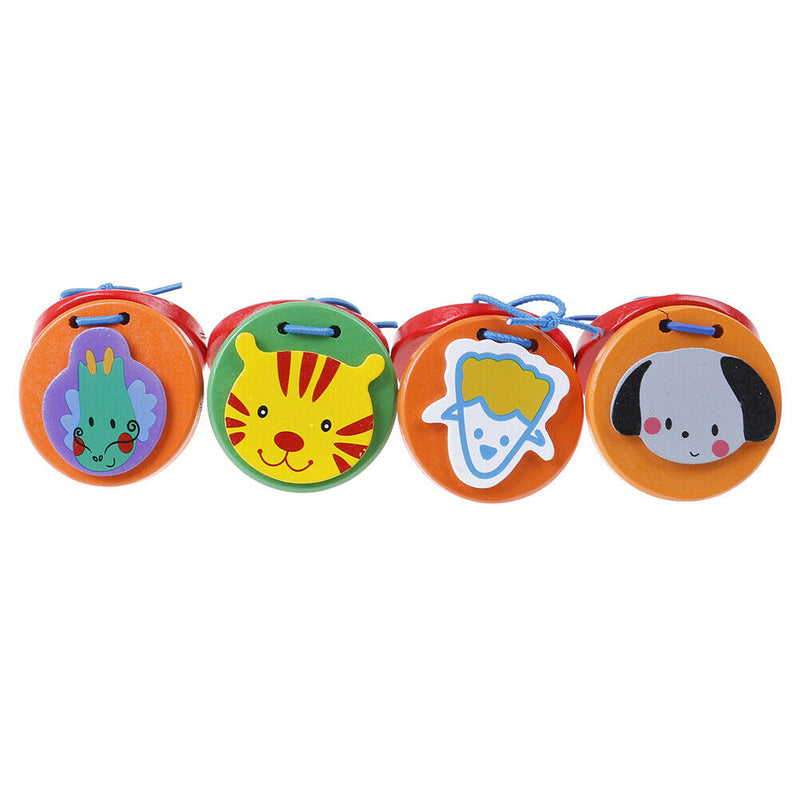 Cartoon Castanets Kids Child Baby Wooden Castanet Clapper Handle Musical  3C
