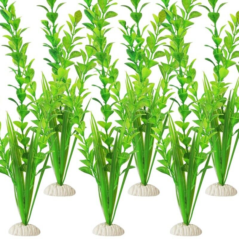 Fish Tank Decoration 6Pcs/Bag,12inch High The Times Green Artificial Aquati
