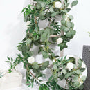 6.5-Foot Artificial Eucalyptus Garland and 6-Foot Willow Vine Branches Leaf E5G2