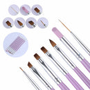 Pro 7x Nail Art UV Gel Painting Drawing Brushes Acrylic Flat Brush Set Kit Tool