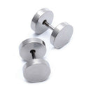 Pair Men's Titanium Steel Barbell Stud Earrings Gothic 8mm O3W8