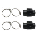 2 Set Black Water Hose Coolant Temperature Sensor Hose Adapter Set w/ Clamp