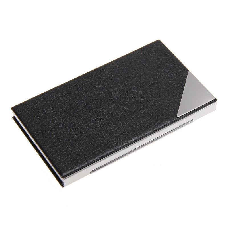 Modern Stainless Steel Leather Pocket Business Name Credit ID Card Holder