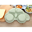 Baby Kids Food Dish Tray Plate Food Meal Dinner Bowl with Compartment Green