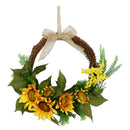 15" Artificial Sunflower Wreath Flower Wreath with Yellow Sunflower and Green
