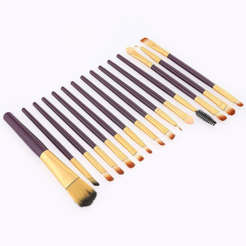15pcs Makeup Brushes Kit Wood Handle Eyes Face Cosmetic Beauty Pens (120) A