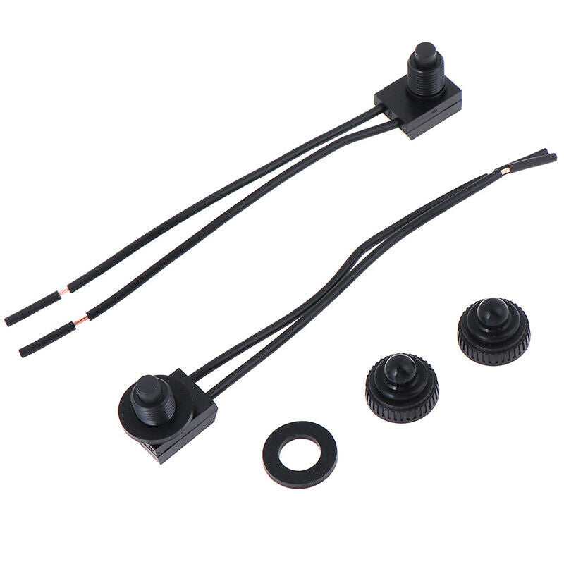 2PCS 12V Waterproof Push Button On-Off Switch With 4" Lead Wire Black Gw