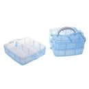 Blue Plastic Empty 3 layer Storage Case Box Nail Art Craft Makeup