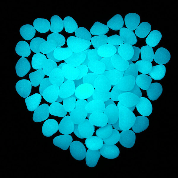 100pcs Glow in the Dark Stones Pebble Gardening Aquarium Landscaping Decor Set