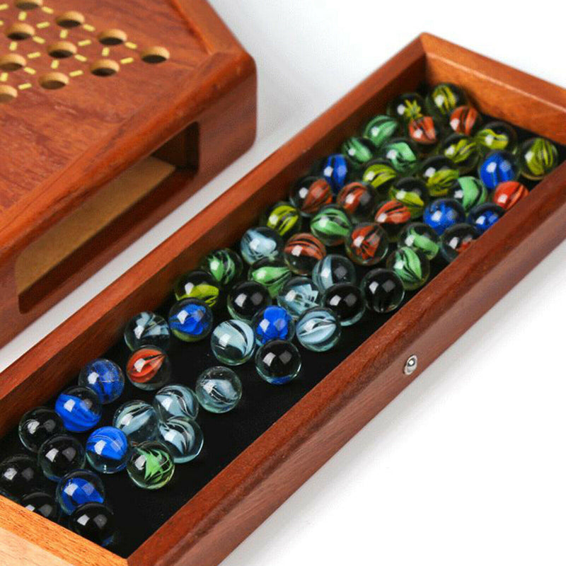 Classic Wooden Chinese Checkers Glass Beads Family Fun Collection Multiplayer