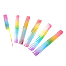 6pcs/set Rainbow Comb Hairdressing Salon Plastic Comb Hair Cutting Styling T Gw