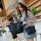 4pcs/set Solid Color Litchi Pattern Women Shoulder Handbags Clutch (Black)