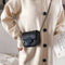 Casual Crocodile Leather Crossbody Bag Women Chain Shoulder Handbag (Black)