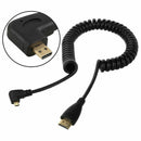 Left-Angled Micro-HDMI to HDMI Male Cable Stretched Length for Cameras