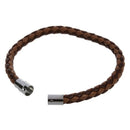 Chic Bangle Bracelet Braided Leather Brown Color 7mm
