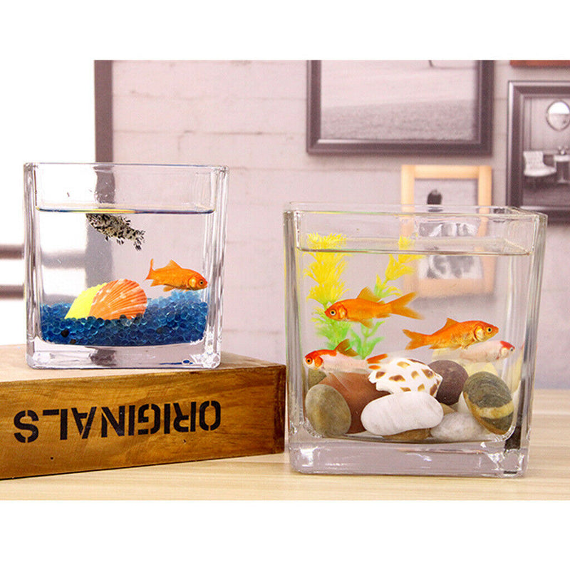 Square Transparent Glass Bowl Clear Vase Fish Turtle Tank Jar Wedding Decor