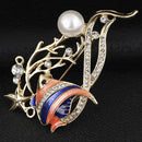 Multi Enamel Fish Brooches Crystal Rhinestone Animal Brooch Suit Corsage Pin  Z